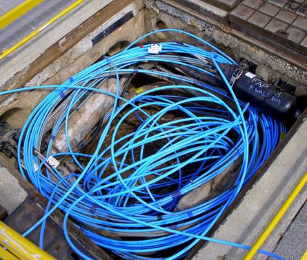 Fiber optic cable in a pit